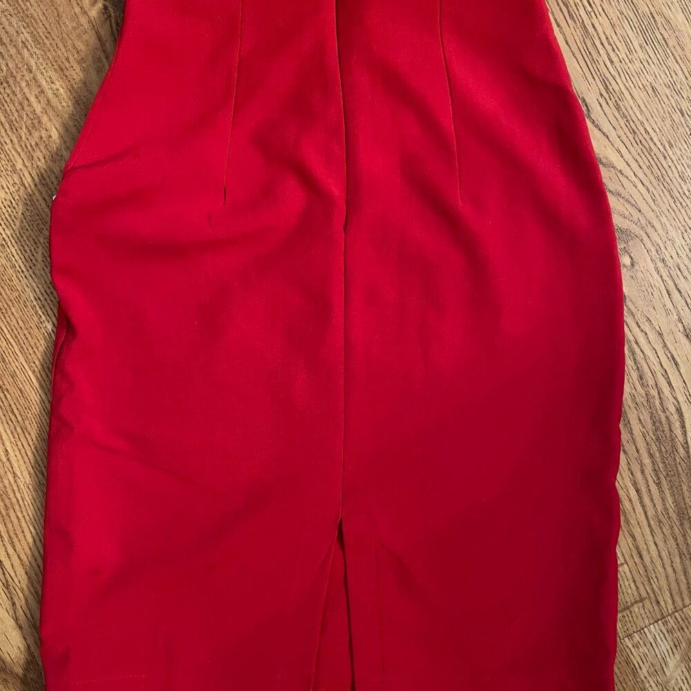 Bettie Page Red Pencil Skirt with White Piping S - Picture 6 of 10